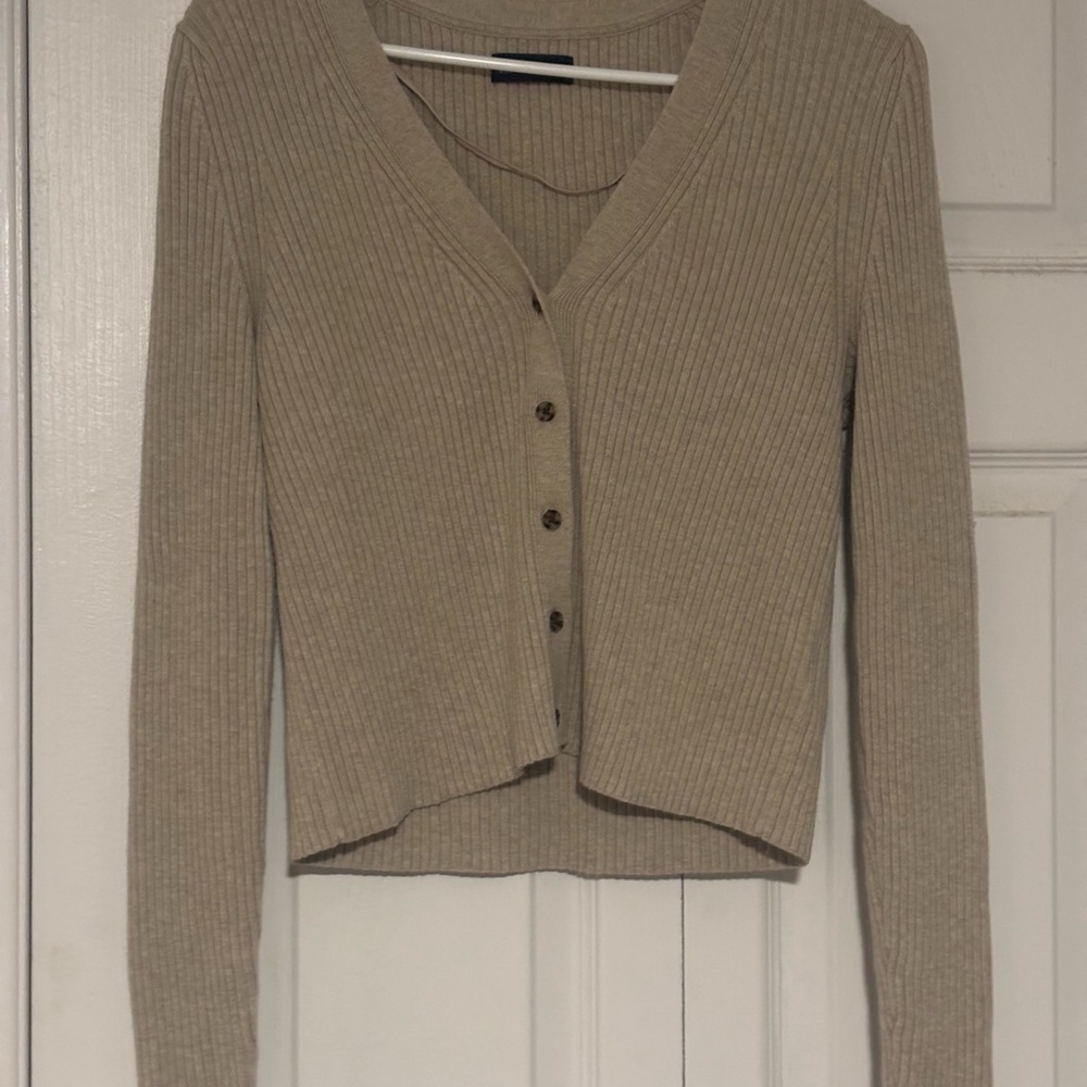 GAP Cobblestone Ribbed Button-Up Cardigan
